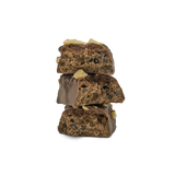 A stack of Mountain Joe's Chocolate Hazelnut Protein Bars