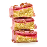A stack of Mountain Joe's Raspberry Ripple Protein Bars