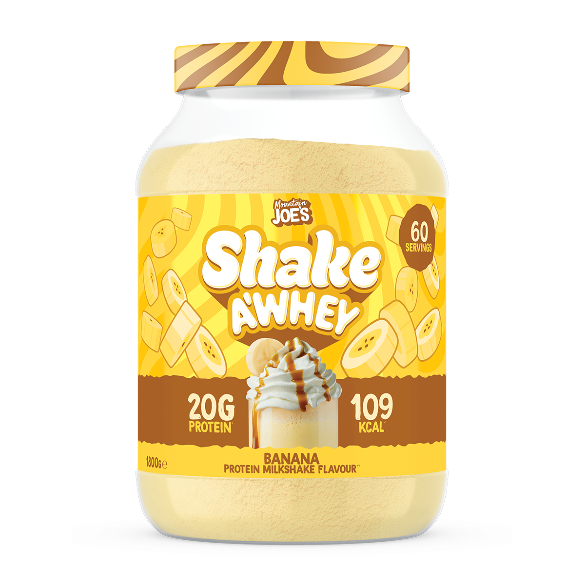 Shake A Whey - Banana flavor protein powder by Mountain Joe's