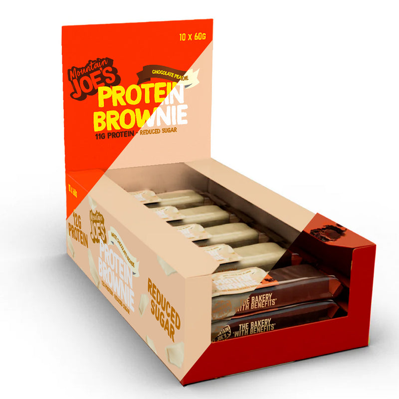 A mixed box of Mountain Joe's Protein Brownies