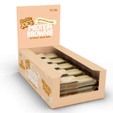 A box of Mountain Joe's White Chocolate Blondie Protein Brownies