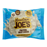 A single pack of Mountain Joe's White Chocolate Protein Rice Cakes