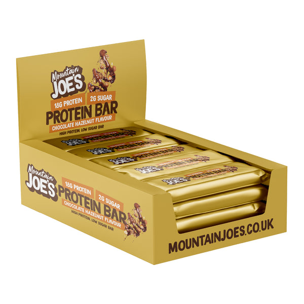 Box of Mountain Joe's Chocolate Hazelnut Protein Bars